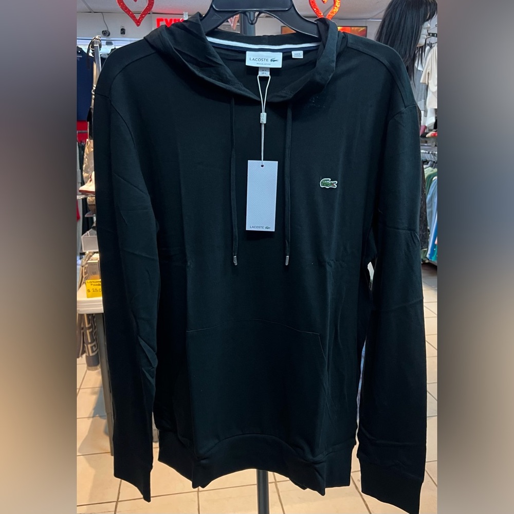Lacoste Black Hooded t-shirt new with tags size 5-L